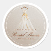 Autocollant de robe de mariée en taupe et or (Devant)