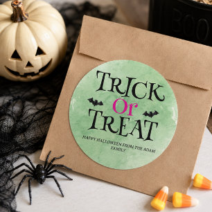 Autocollant de sac de friandises Halloween Trick o