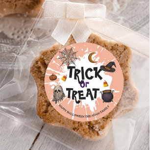 Autocollant de sac de friandises Halloween Trick o