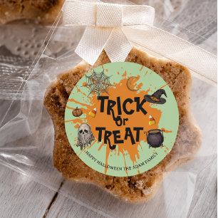 Autocollant de sac de friandises Halloween Trick o