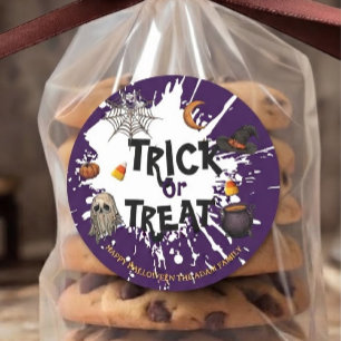 Autocollant de sac de friandises Halloween Trick o