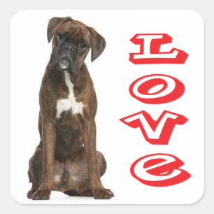 Autocollant de salutation Chien Boxer Puppy Love