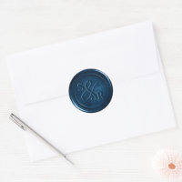 Autocollant de sceau de cire bleu marine avec init