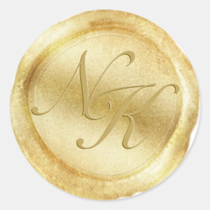 Autocollant de sceau de cire jaune monogramme pers