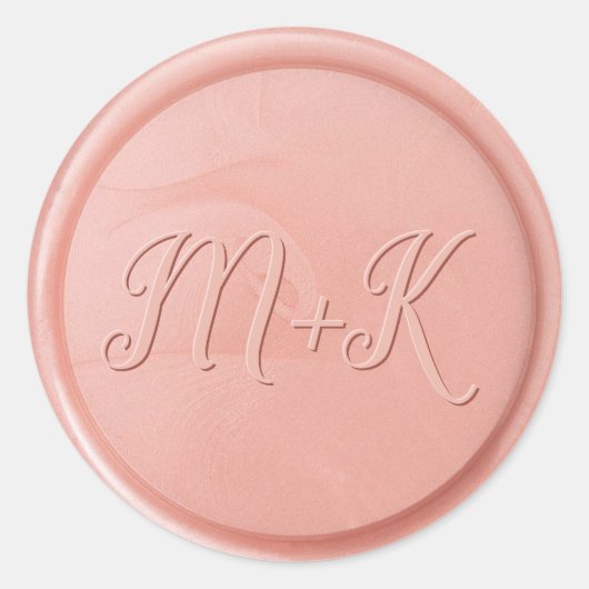 Autocollant de sceau de cire Rose initial Monogram (Devant)