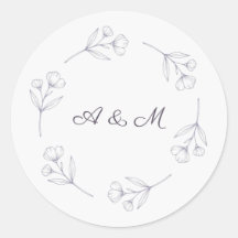 Autocollant de sceau de mariage Purple Script Line