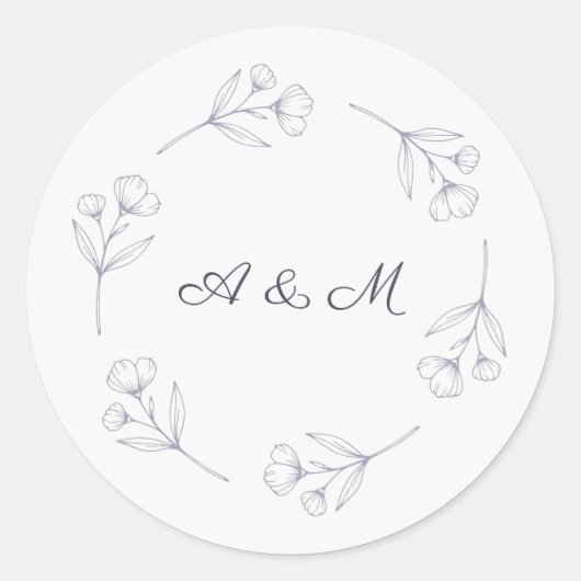 Autocollant de sceau de mariage Purple Script Line (Devant)