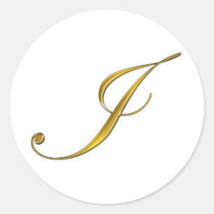 Autocollant de sceau de monogramme I en or