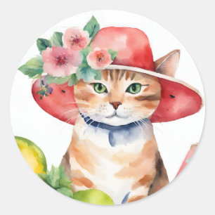 Autocollant de sceau d'enveloppe de chat tigré ora