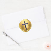 Autocollant de sceau d'enveloppe dorée avec croix (Enveloppe)