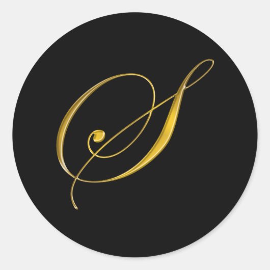 Autocollant de sceau d'enveloppe S monogramme or (Devant)