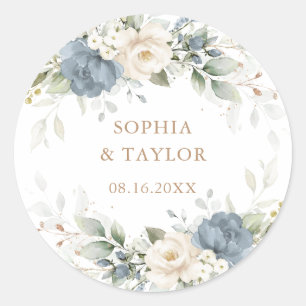 Autocollant de scellement d'enveloppe Floral Bleu