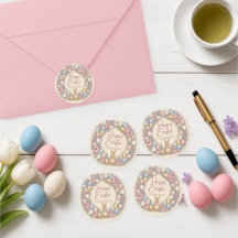 Autocollant de script de lapin de Pâques aquarelle
