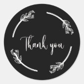 Autocollant de script merci noir élégant (Devant)