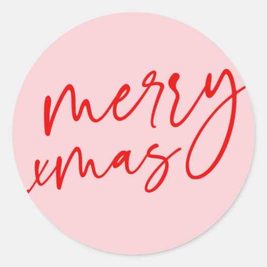 Autocollant de script rouge et rose de Joyeux Noël (Devant)