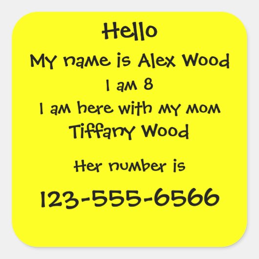 Autocollant de sécurité pour enfants (Devant)