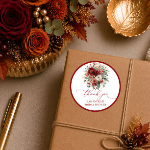 Autocollant de shower de mariage floral bordeaux i