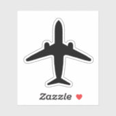 Autocollant de silhouette de l'avion noir (Feuille)