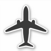 Autocollant de silhouette de l'avion noir (Devant)