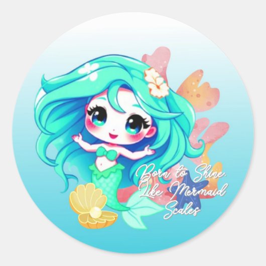 Autocollant de sirène chibi adorable (Devant)