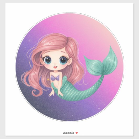 Autocollant de sirène Chibi mignon (Feuille)