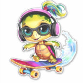 Autocollant de skateboard de tortue cool (Devant)