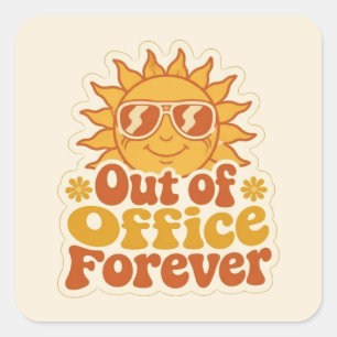 Autocollant de soleil souriant "Retro Summer Out o