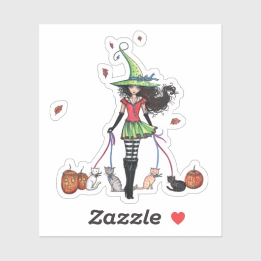 Autocollant de sorcière d'Halloween pour promener (Feuille)
