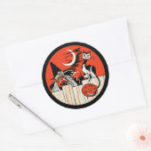 Autocollant de sorcière et de chat Halloween vinta (Enveloppe)