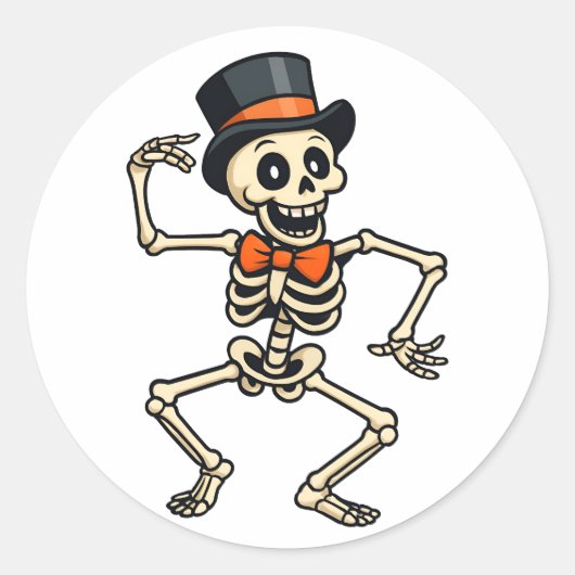 Autocollant de squelette dansant Halloween (Devant)