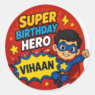 Autocollant de super héros d'anniversaire personna