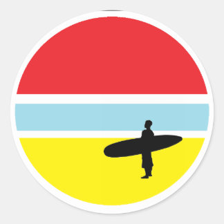 Autocollant de surfer de coucher du soleil