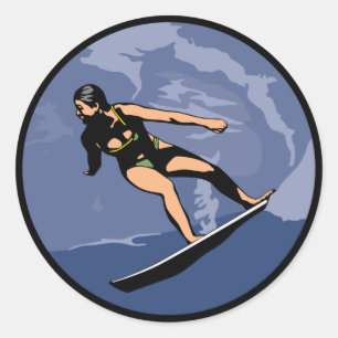 autocollant de surfeuse féminine