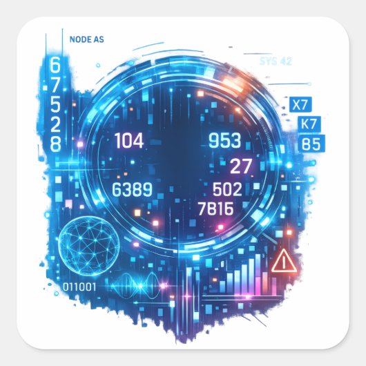 Autocollant de système d'IA futuriste – Tête de do (Devant)