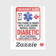 Autocollant de téléphone d'urgence pour diabète