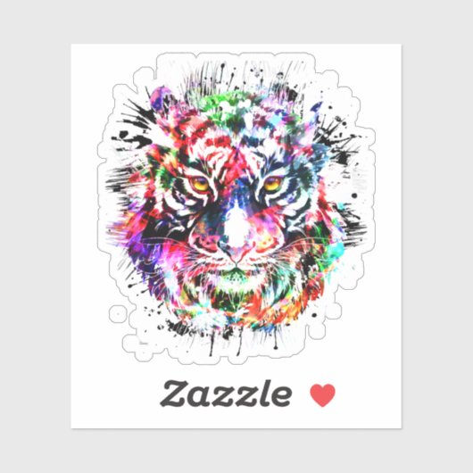 Autocollant de tête de tigre - Sticker de tigre co (Feuille)