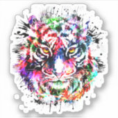 Autocollant de tête de tigre - Sticker de tigre co (Devant)