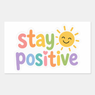 Autocollant de texte coloré Restez Positif