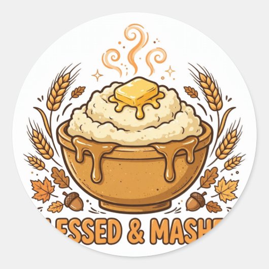 Autocollant de Thanksgiving Blessed et Mashed (Devant)