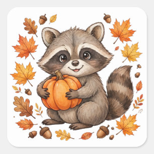 Autocollant de Thanksgiving Citrouille Raton laveu