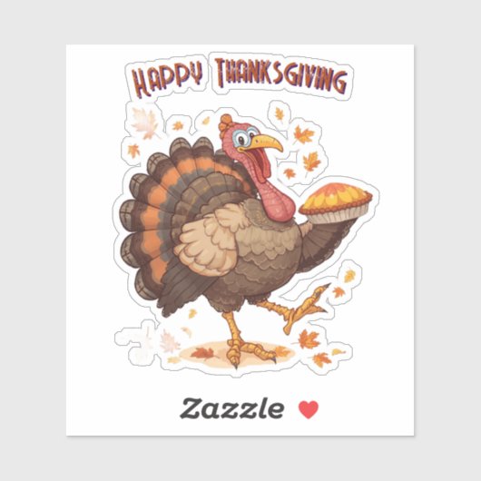 Autocollant de Thanksgiving de dinde de dessin ani (Feuille)