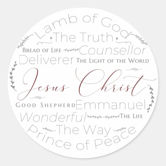 Autocollant de typographie des noms de Jésus (Devant)