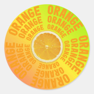 Autocollant de typographie tranche d'orange frais