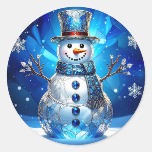 Autocollant de vacances bonhomme de neige flocons