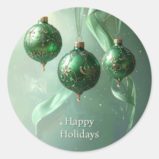 Autocollant de vacances Boule de Noël verte (Devant)