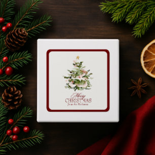 Autocollant de vacances d'arbre de Noël à l'aquare
