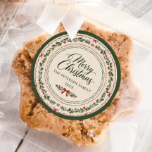 Autocollant de vacances de Noël avec bordure flora