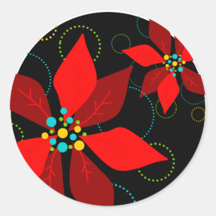 Autocollant de vacances de poinsettia d'amusement