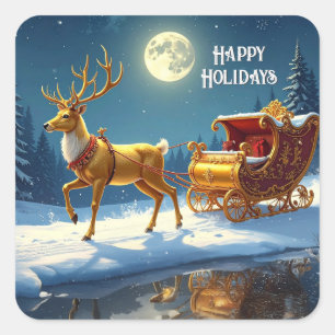 Autocollant de vacances de traîneau de Noël de ren