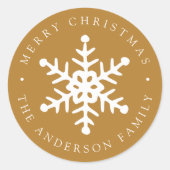 Autocollant de vacances en or Snowflake moderne (Devant)